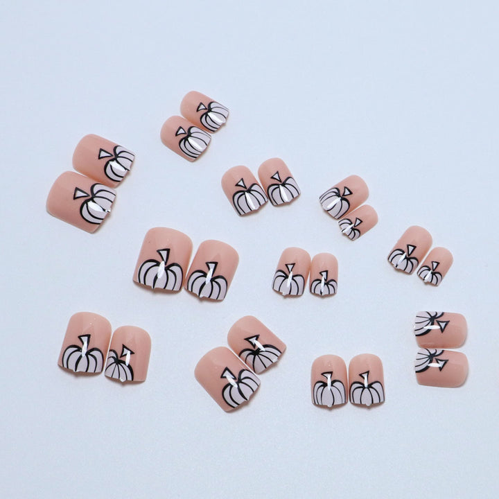 Artistic Pumpkin-Themed Press-On Nail Set Kalsten