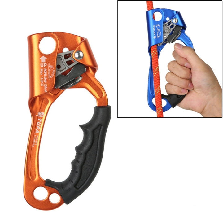 Kalsten | XINDA TP-8606 Outdoor Climbing Air Work Anti-Fall Handheld Rope Gripper for 8-12mm Diameter Rope Right (Orange)