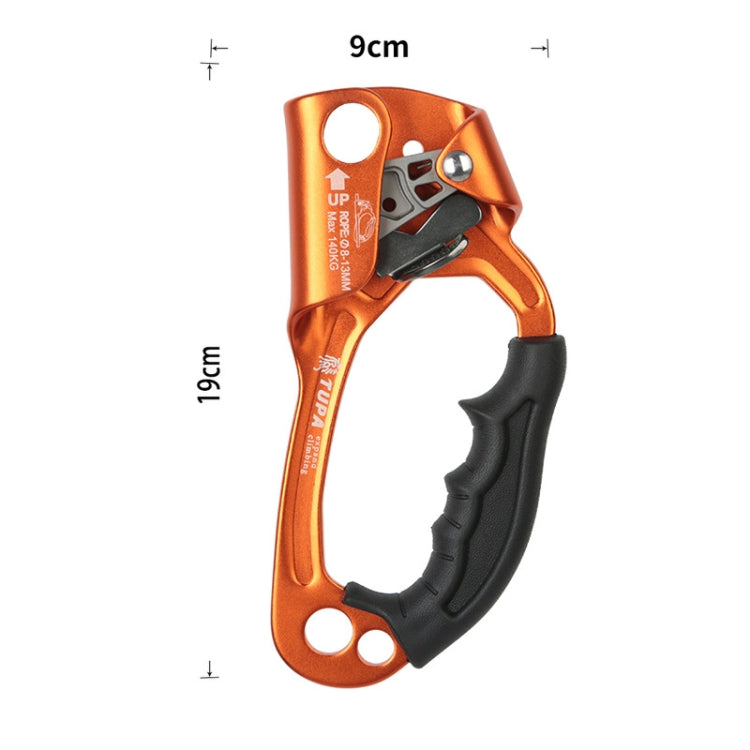 Kalsten | XINDA TP-8606 Outdoor Climbing Air Work Anti-Fall Handheld Rope Gripper for 8-12mm Diameter Rope Right (Orange)