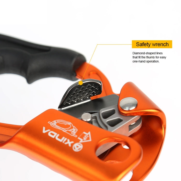 Kalsten | XINDA TP-8606 Outdoor Climbing Air Work Anti-Fall Handheld Rope Gripper for 8-12mm Diameter Rope Right (Orange)