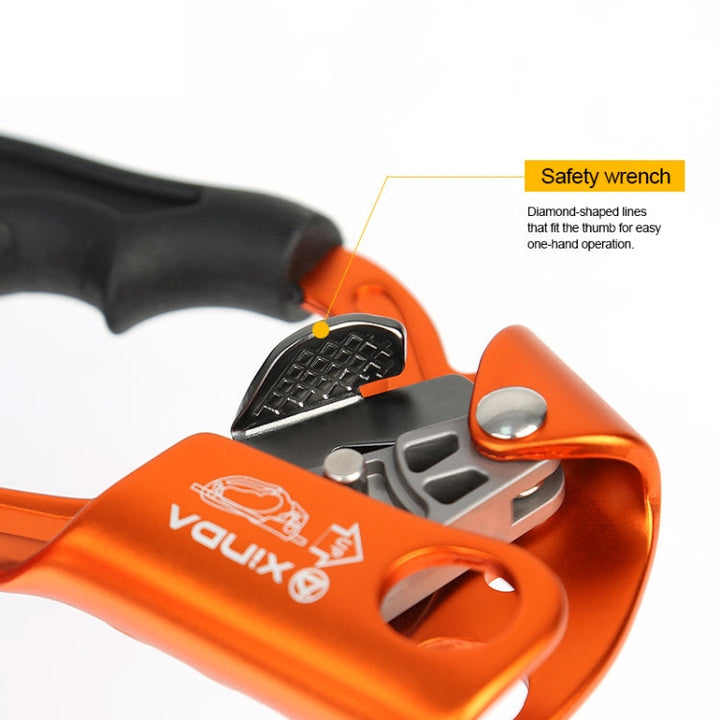 Kalsten | XINDA TP-8606 Outdoor Climbing Air Work Anti-Fall Handheld Rope Gripper for 8-12mm Diameter Rope Right (Orange)