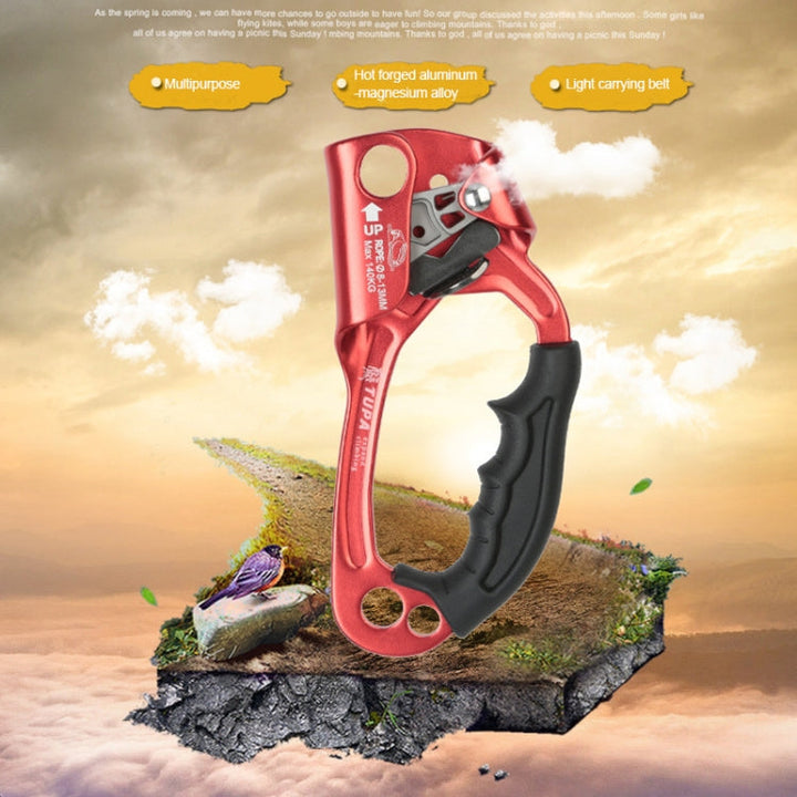 Kalsten | XINDA TP-8606 Outdoor Climbing Air Work Anti-Fall Handheld Rope Gripper for 8-12mm Diameter Rope Right (Orange)