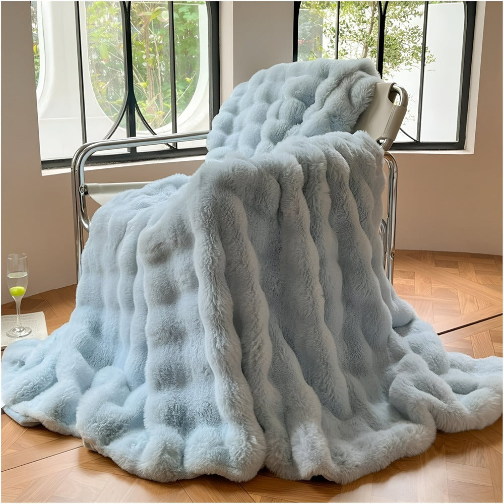 Kalsten | Fluffy Faux Fur Travel Blanket – Soft and Washable Fleece Blanket
