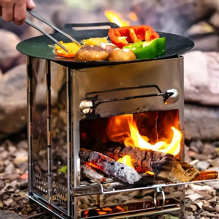 VuurKracht Compact – Foldable Stainless Steel Wood Stove for Outdoor Activities | Kalsten