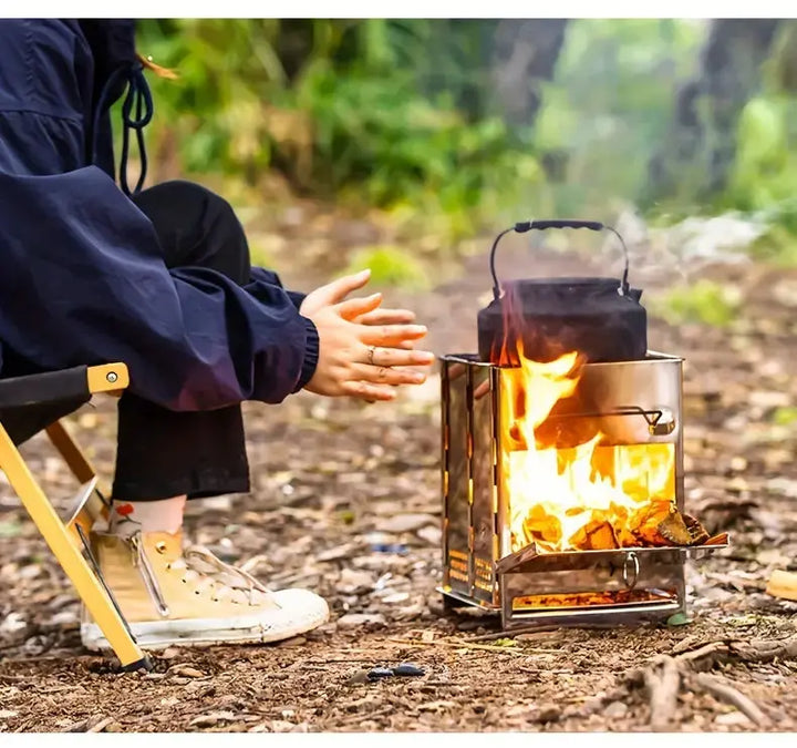 VuurKracht Compact – Foldable Stainless Steel Wood Stove for Outdoor Activities | Kalsten