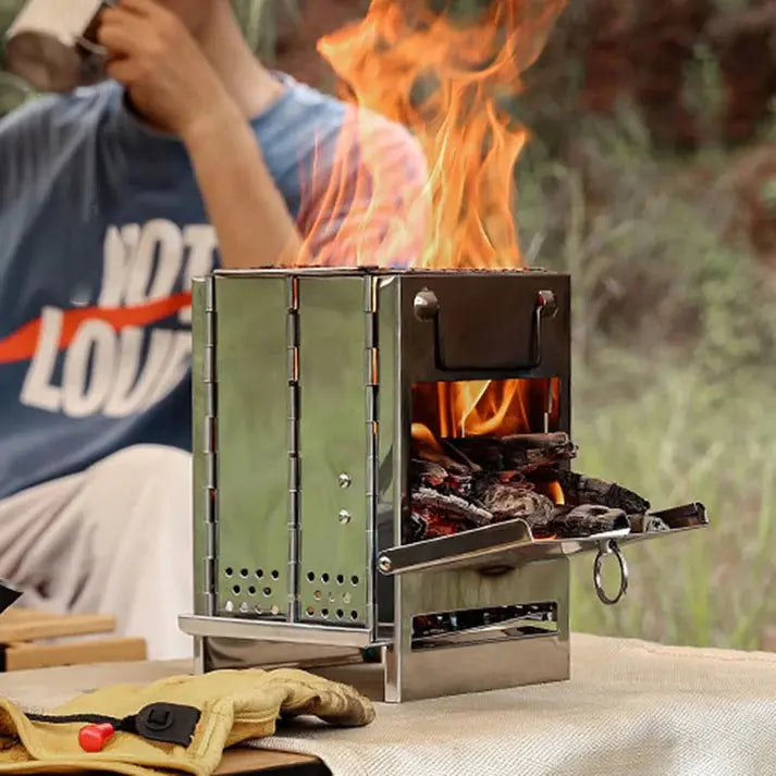 VuurKracht Compact – Foldable Stainless Steel Wood Stove for Outdoor Activities | Kalsten