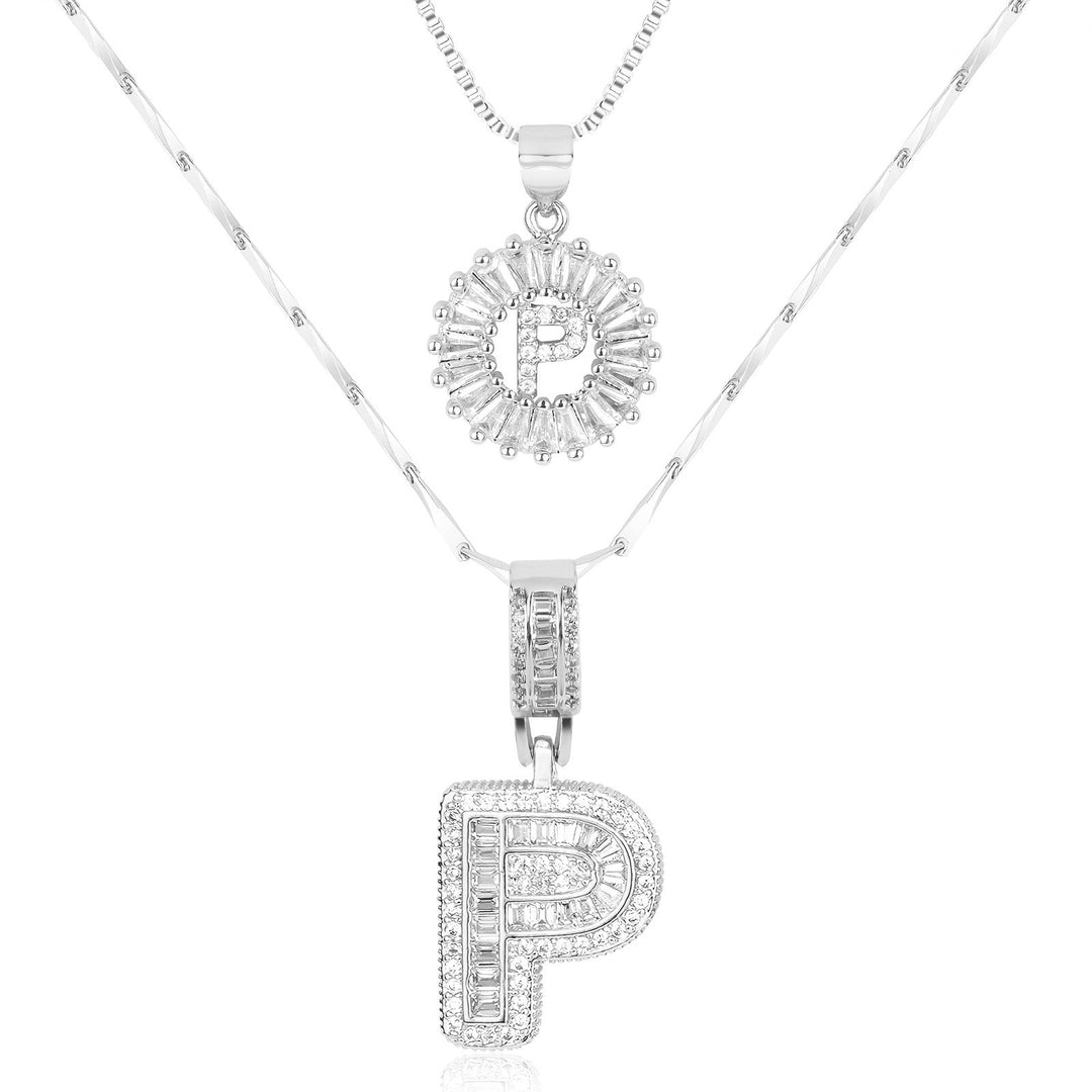 Kalsten | 2pc 14k Diamond Letter Initial Necklaces