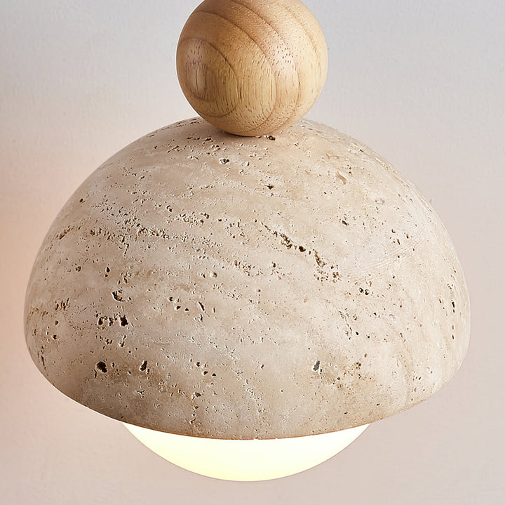 Pendant Light Travertine Glass Dome 5.9 in Beige Indoor Dining Kitchen Hanging Fixture Modern Lighting Decor | Kalsten