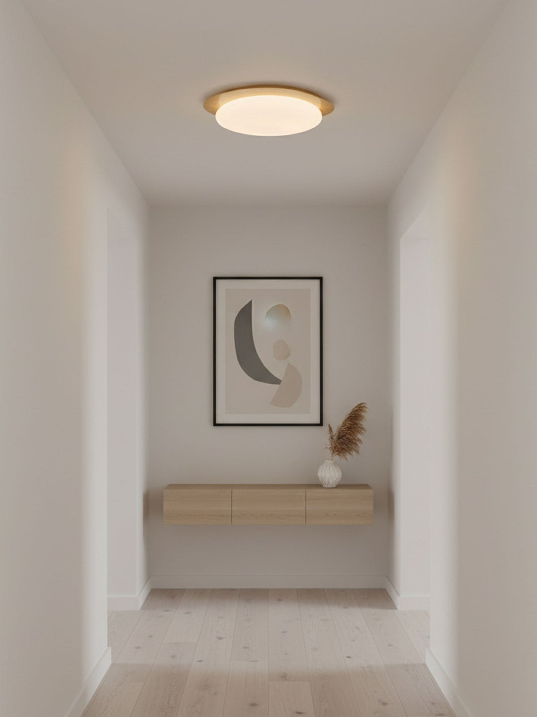 Pebble Ceiling Light 11.8 in 12W Walnut Grain Indoor Flush Mount LED | Modern Bedroom Living Room Dining Room Ceiling Fixture | Kalsten