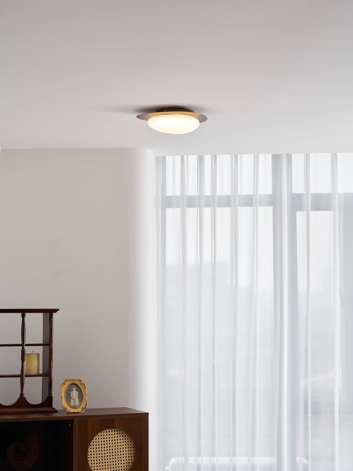 Pebble Ceiling Light 11.8 in 12W Walnut Grain Indoor Flush Mount LED | Modern Bedroom Living Room Dining Room Ceiling Fixture | Kalsten