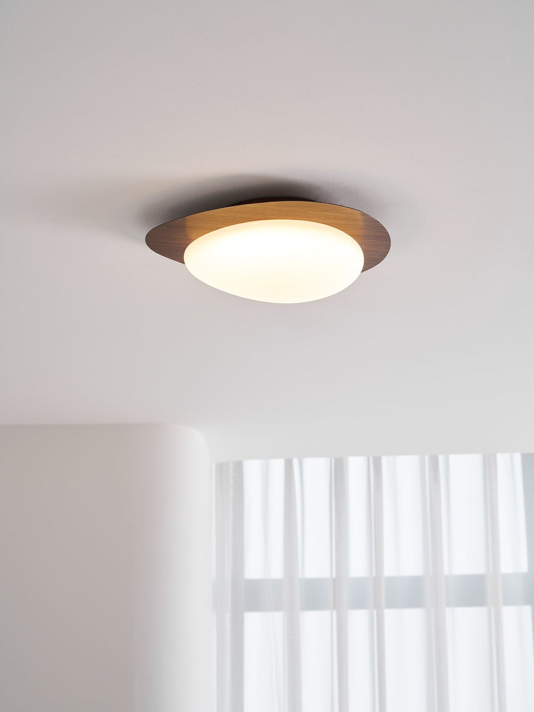 Pebble Ceiling Light 11.8 in 12W Walnut Grain Indoor Flush Mount LED | Modern Bedroom Living Room Dining Room Ceiling Fixture | Kalsten