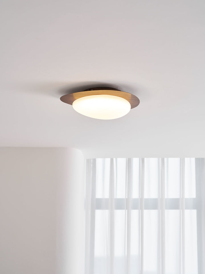 Pebble Ceiling Light 11.8 in 12W Walnut Grain Indoor Flush Mount LED | Modern Bedroom Living Room Dining Room Ceiling Fixture | Kalsten