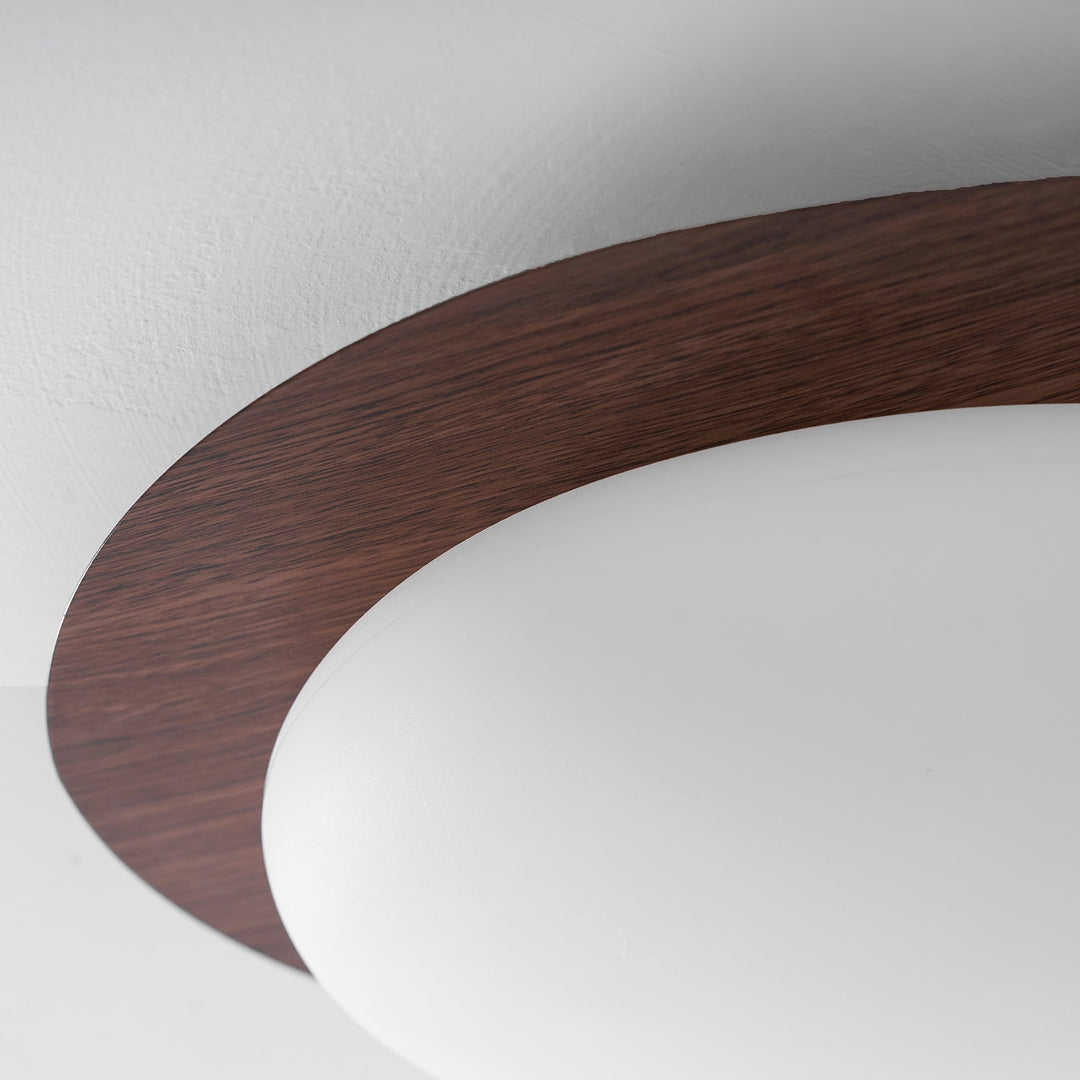 Pebble Ceiling Light 11.8 in 12W Walnut Grain Indoor Flush Mount LED | Modern Bedroom Living Room Dining Room Ceiling Fixture | Kalsten
