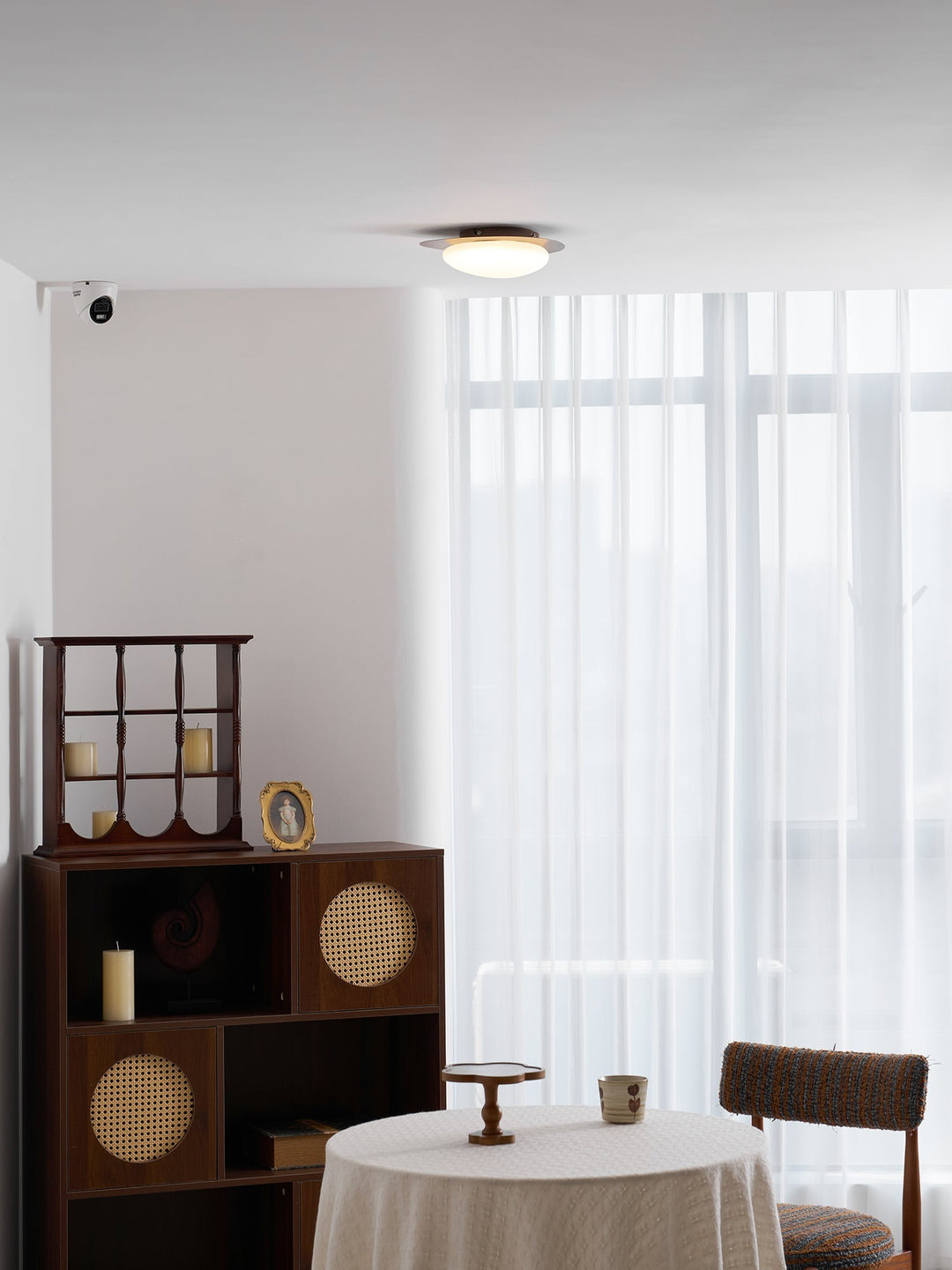 Pebble Ceiling Light 11.8 in 12W Walnut Grain Indoor Flush Mount LED | Modern Bedroom Living Room Dining Room Ceiling Fixture | Kalsten