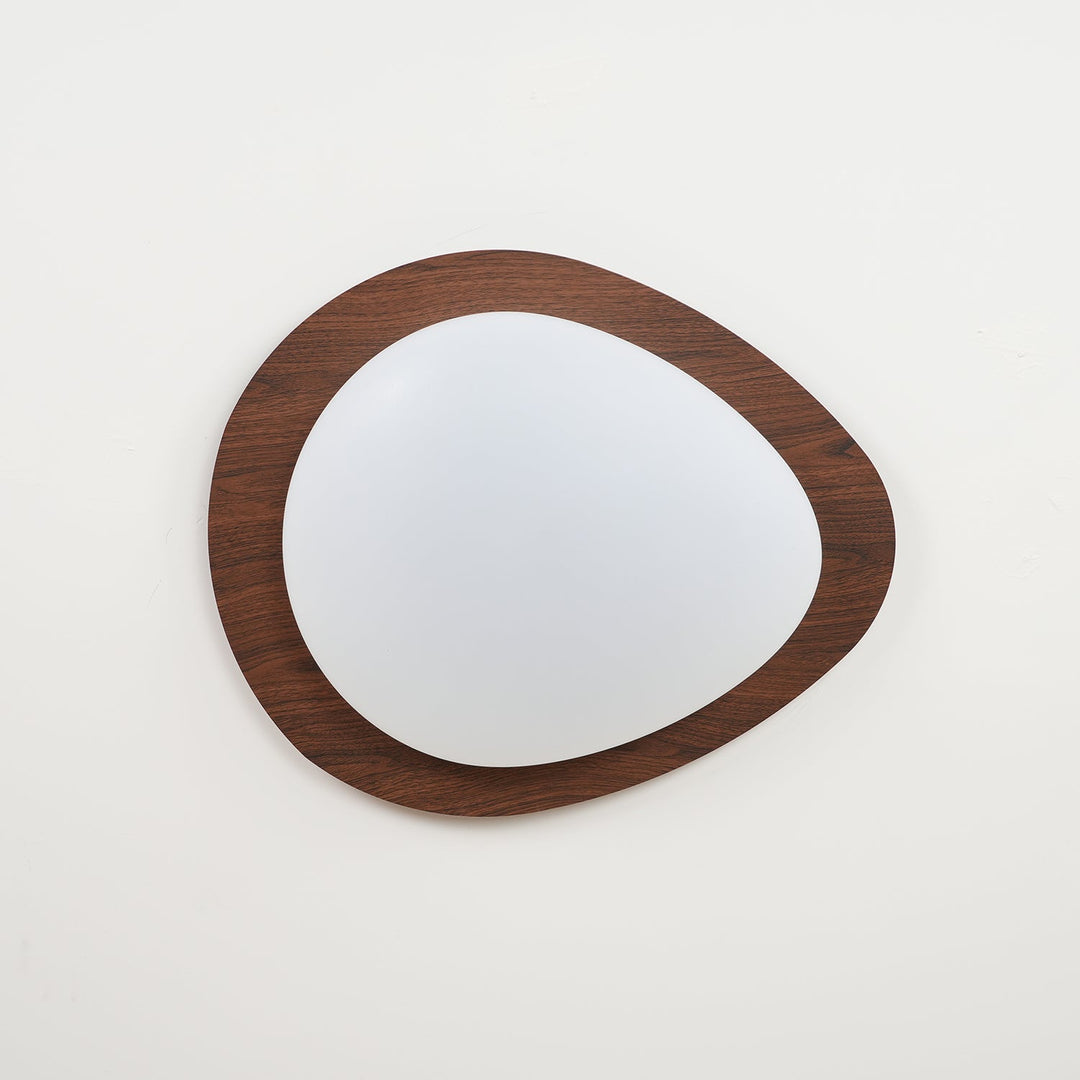 Pebble Ceiling Light 11.8 in 12W Walnut Grain Indoor Flush Mount LED | Modern Bedroom Living Room Dining Room Ceiling Fixture | Kalsten