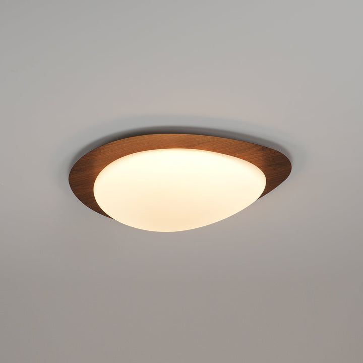 Pebble Ceiling Light 11.8 in 12W Walnut Grain Indoor Flush Mount LED | Modern Bedroom Living Room Dining Room Ceiling Fixture | Kalsten