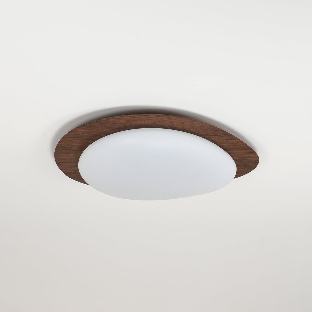 Pebble Ceiling Light 11.8 in 12W Walnut Grain Indoor Flush Mount LED | Modern Bedroom Living Room Dining Room Ceiling Fixture | Kalsten