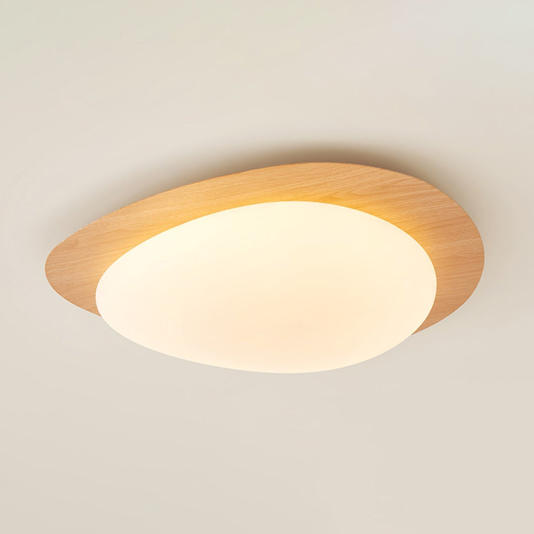 Pebble Ceiling Light 11.8 in 12W Walnut Grain Indoor Flush Mount LED | Modern Bedroom Living Room Dining Room Ceiling Fixture | Kalsten