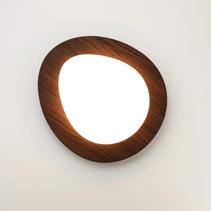 Pebble Ceiling Light 11.8 in 12W Walnut Grain Indoor Flush Mount LED | Modern Bedroom Living Room Dining Room Ceiling Fixture | Kalsten