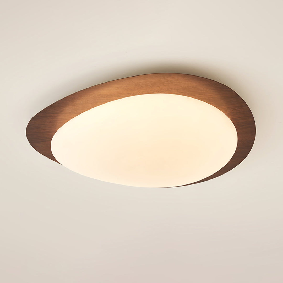 Pebble Ceiling Light 11.8 in 12W Walnut Grain Indoor Flush Mount LED | Modern Bedroom Living Room Dining Room Ceiling Fixture | Kalsten