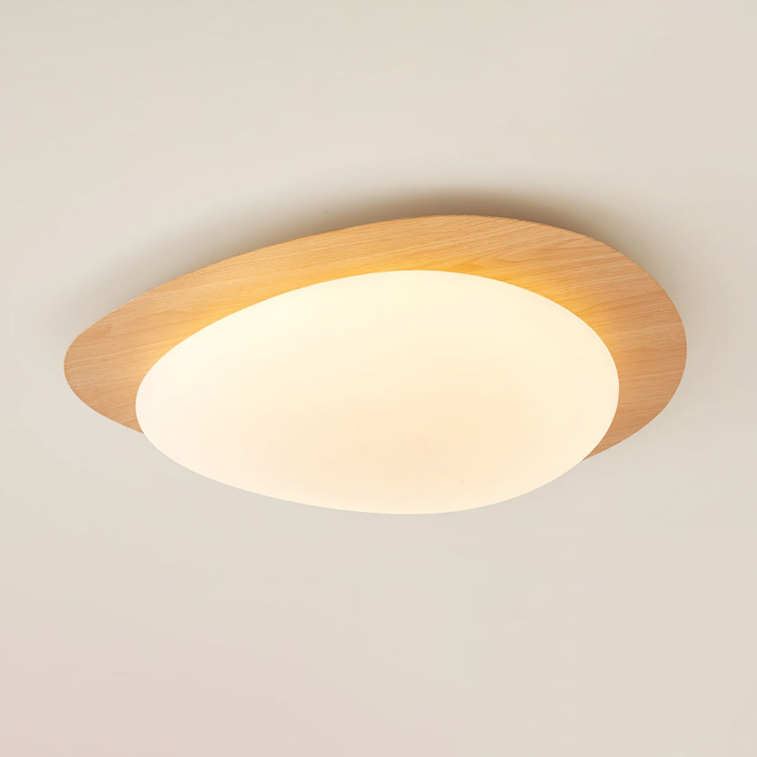 Pebble Ceiling Light 11.8 in 12W Walnut Grain Indoor Flush Mount LED | Modern Bedroom Living Room Dining Room Ceiling Fixture | Kalsten