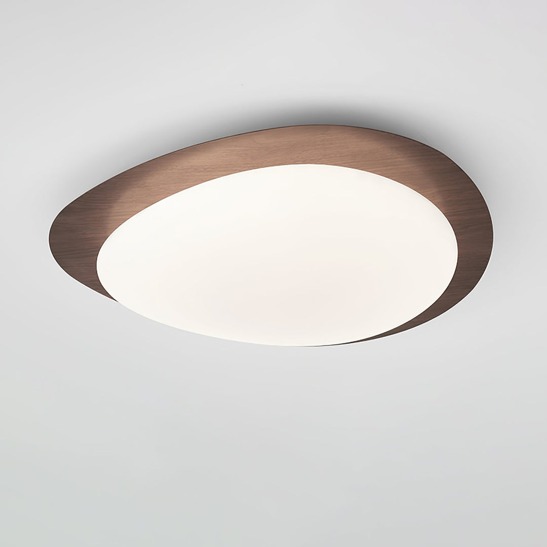 Pebble Ceiling Light 11.8 in 12W Walnut Grain Indoor Flush Mount LED | Modern Bedroom Living Room Dining Room Ceiling Fixture | Kalsten