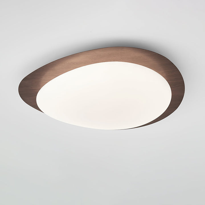 Pebble Ceiling Light 11.8 in 12W Walnut Grain Indoor Flush Mount LED | Modern Bedroom Living Room Dining Room Ceiling Fixture | Kalsten