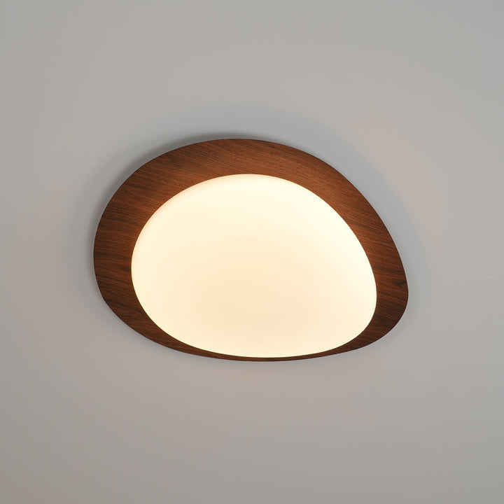 Pebble Ceiling Light 11.8 in 12W Walnut Grain Indoor Flush Mount LED | Modern Bedroom Living Room Dining Room Ceiling Fixture | Kalsten