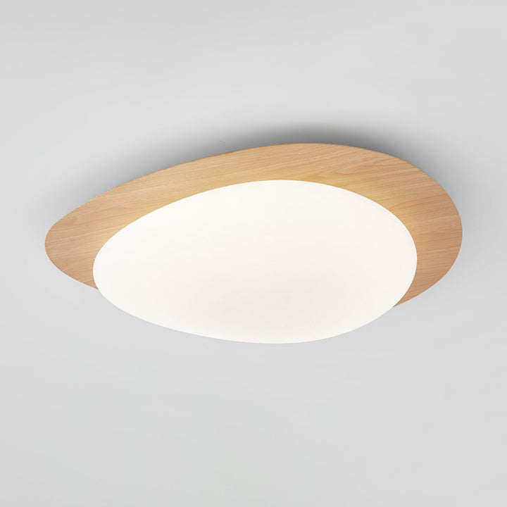 Pebble Ceiling Light 11.8 in 12W Walnut Grain Indoor Flush Mount LED | Modern Bedroom Living Room Dining Room Ceiling Fixture | Kalsten