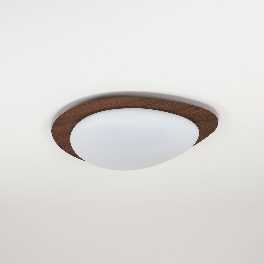 Pebble Ceiling Light 11.8 in 12W Walnut Grain Indoor Flush Mount LED | Modern Bedroom Living Room Dining Room Ceiling Fixture | Kalsten