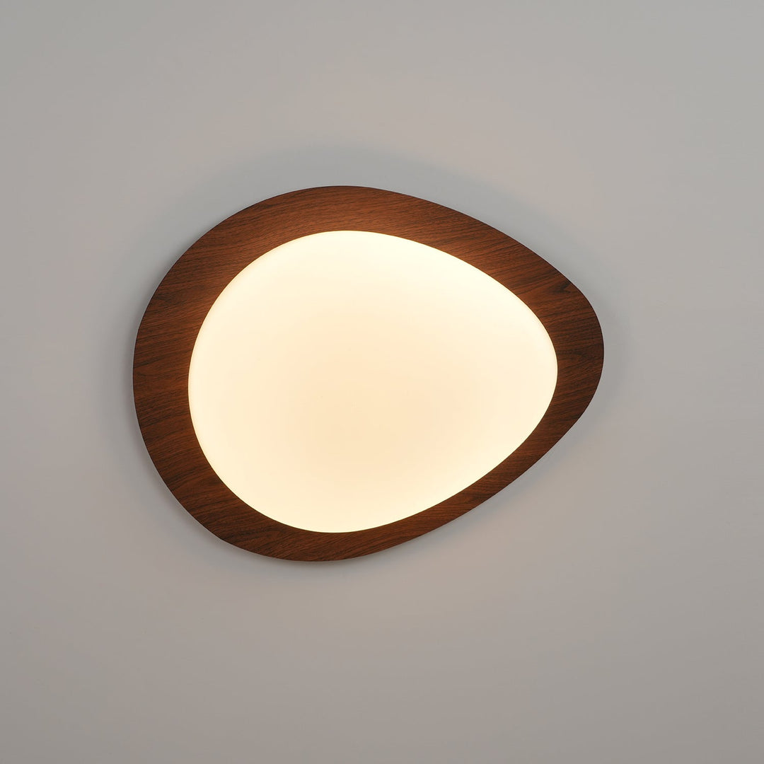 Pebble Ceiling Light 11.8 in 12W Walnut Grain Indoor Flush Mount LED | Modern Bedroom Living Room Dining Room Ceiling Fixture | Kalsten