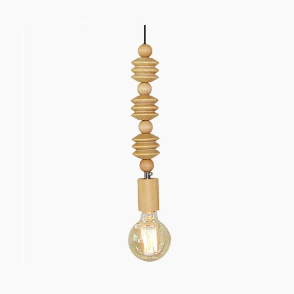 Pendant Light Wood Bead 12.6 in Adjustable Hanging Living Room Bedroom Dining Room Decor | Kalsten