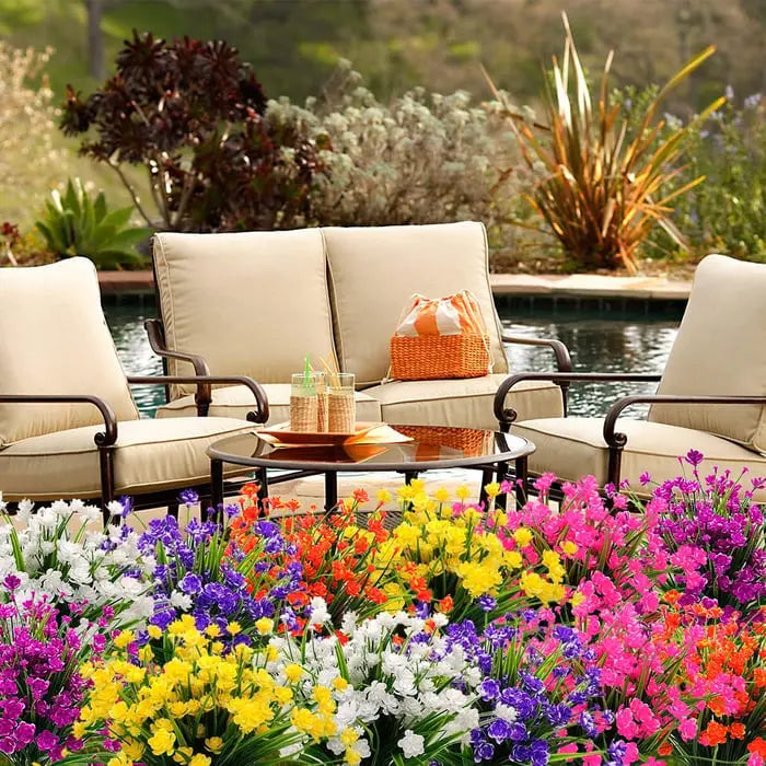 Kalsten | Low-maintenance artificial outdoor flowers – Realistic and UV-resistant (7-pack)