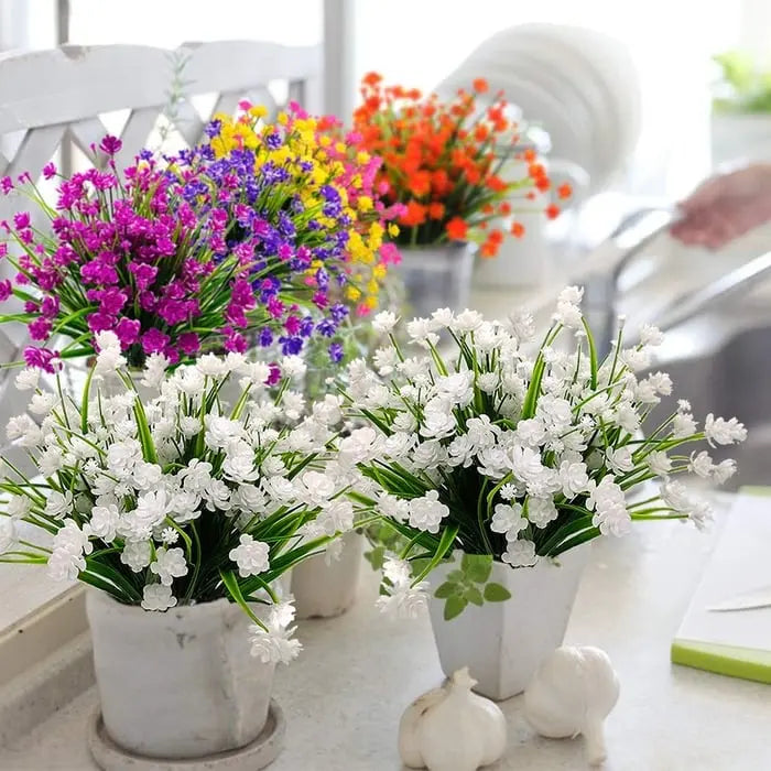 Kalsten | Low-maintenance artificial outdoor flowers – Realistic and UV-resistant (7-pack)