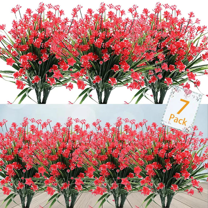 Kalsten | Low-maintenance artificial outdoor flowers – Realistic and UV-resistant (7-pack)