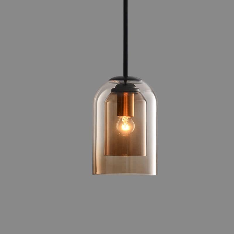Kalsten | Mica Mid-Century Pendant Lamp – Double Glass Shade with Iron Fittings