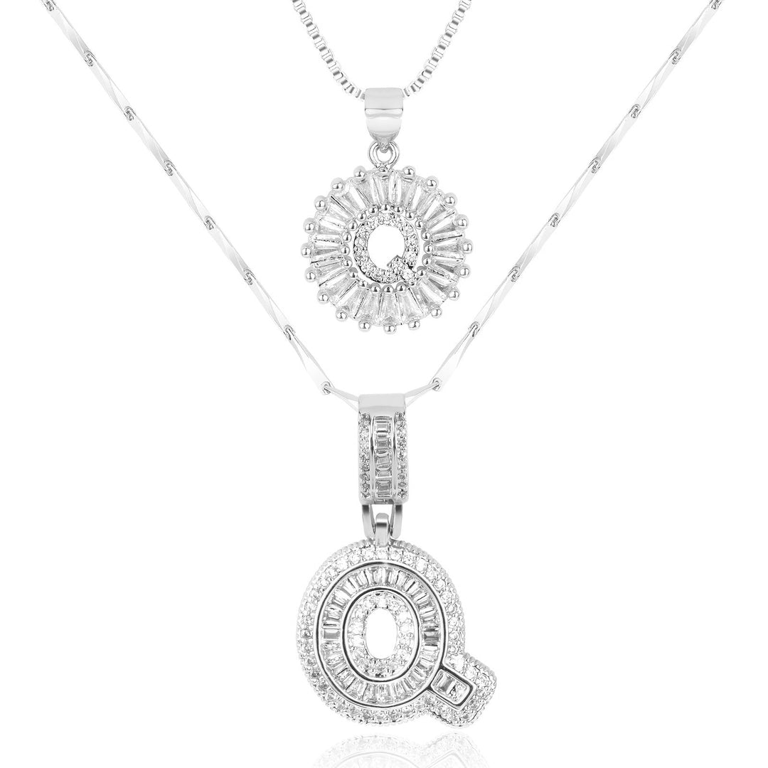 Kalsten | 2pc 14k Diamond Letter Initial Necklaces