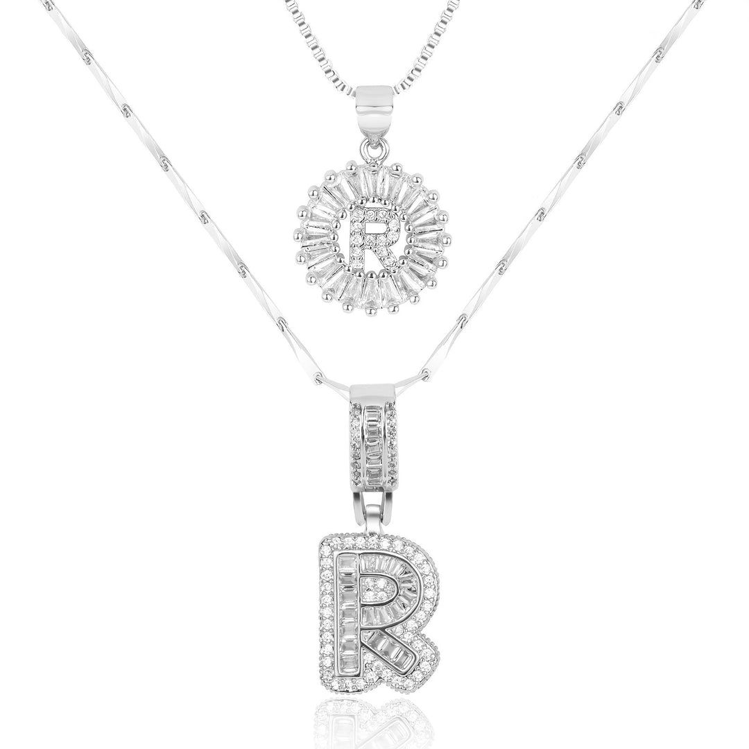 Kalsten | 2pc 14k Diamond Letter Initial Necklaces