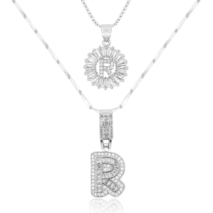Kalsten | 2pc 14k Diamond Letter Initial Necklaces