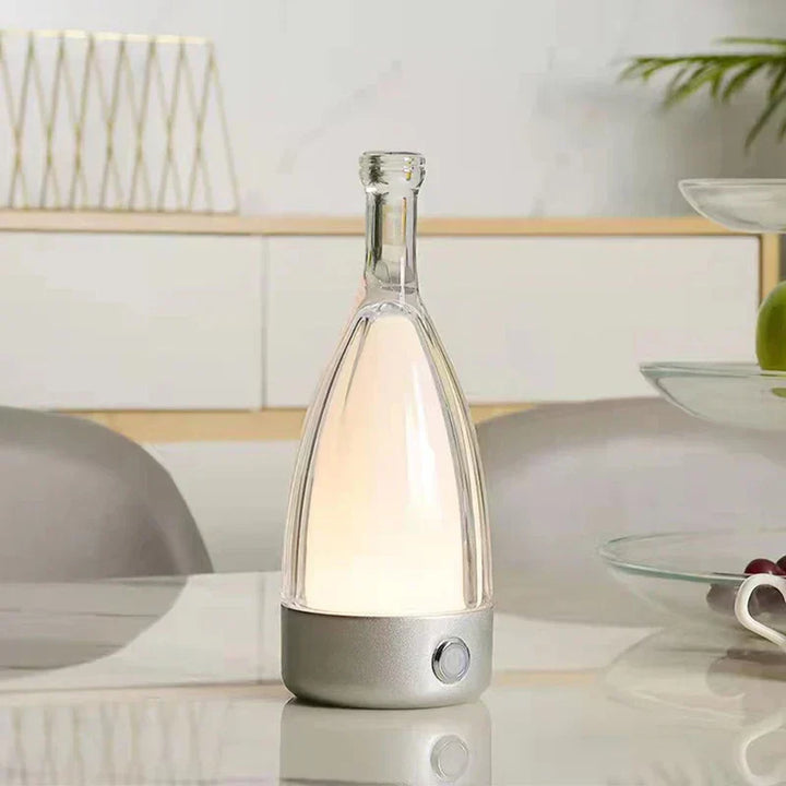 Stylish wine bottle table lamp - Rechargeable with dimmable light Kalsten