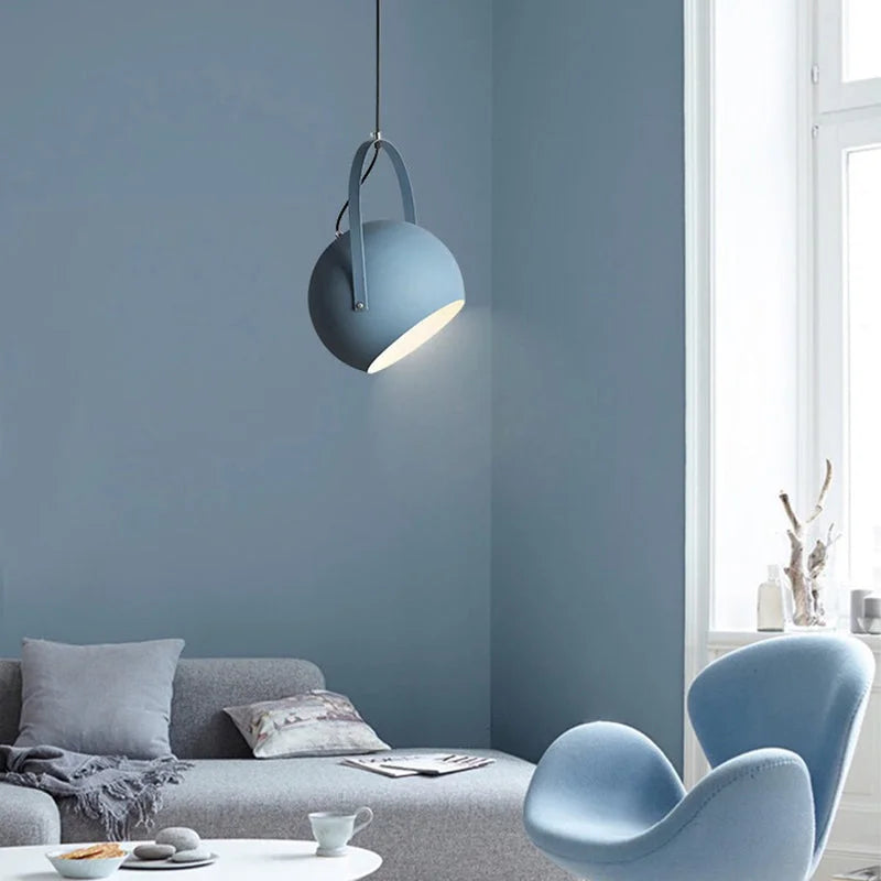 Pendant Light Metal Adjustable 9.8 in Rotating Haze Blue Dining Room Living Room Lighting | Kalsten