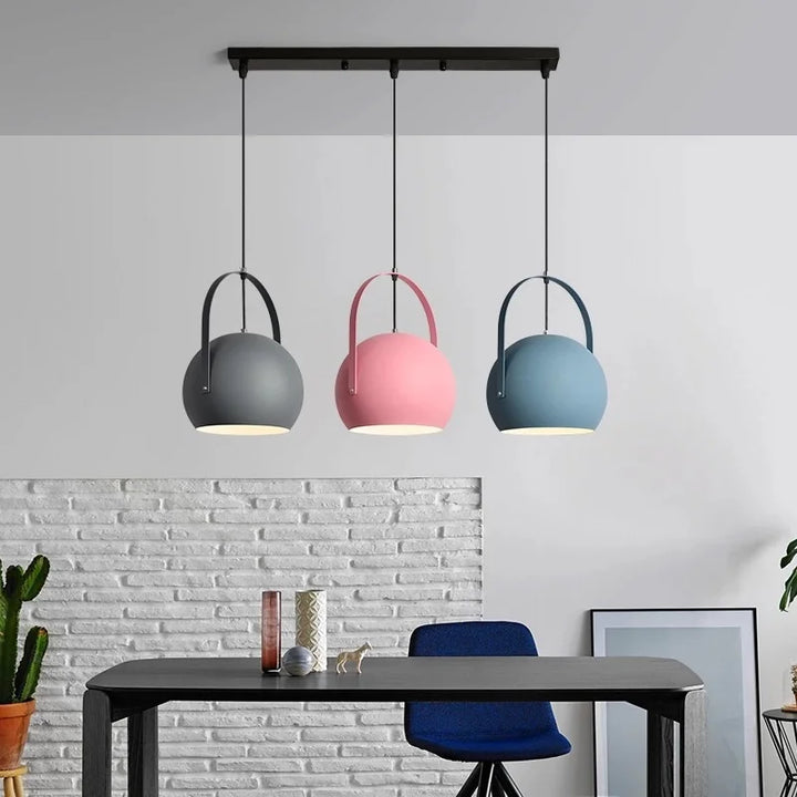 Pendant Light Metal Adjustable 9.8 in Rotating Haze Blue Dining Room Living Room Lighting | Kalsten