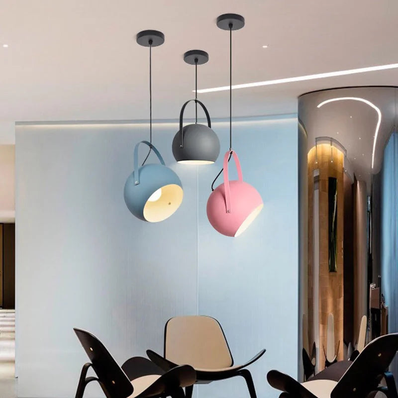 Pendant Light Metal Adjustable 9.8 in Rotating Haze Blue Dining Room Living Room Lighting | Kalsten