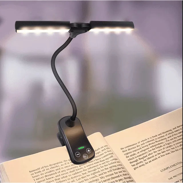 Kalsten | Rechargeable book light for reading in bed, 3 colors & 5 brightness levels dimmable reading lamp with, 180° adjustable mini book light to clip on, lightweight, eye-friendly, black
