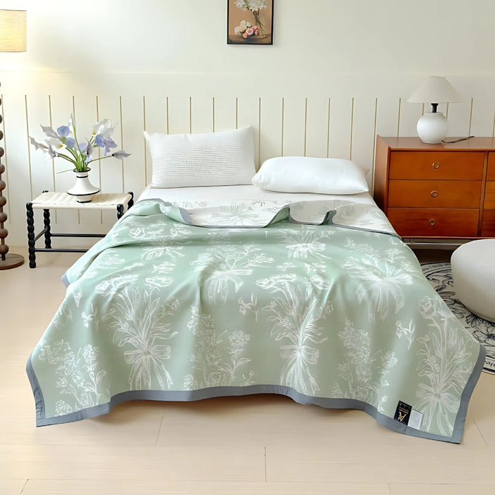 Reversible Cotton Gauze Blanket, Soft & Breathable, Floral Design