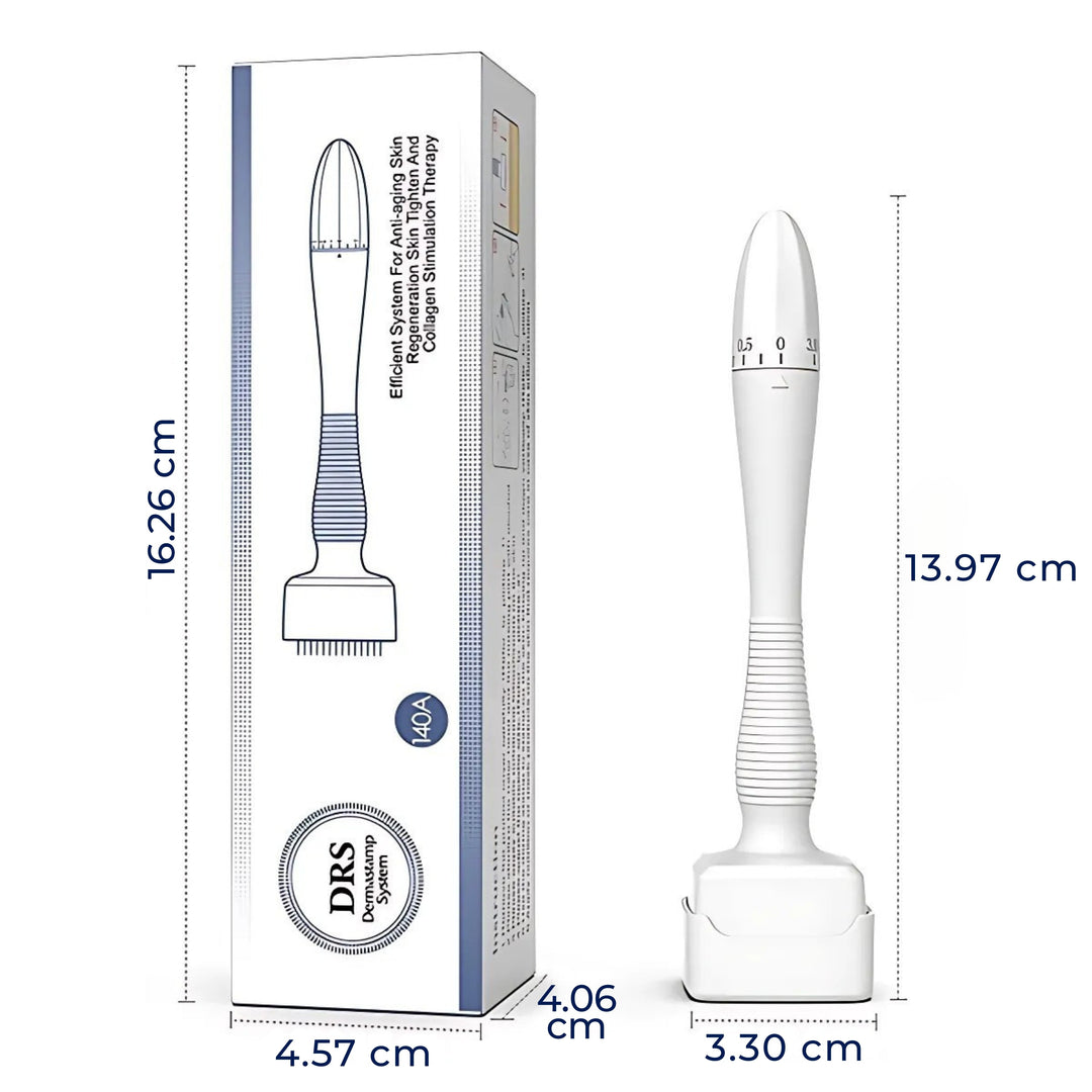 RevitaGlow | Microneedling Derma Stamp – Adjustable Depth – 140 Needles – Skin & Hair Rejuvenation Noxord