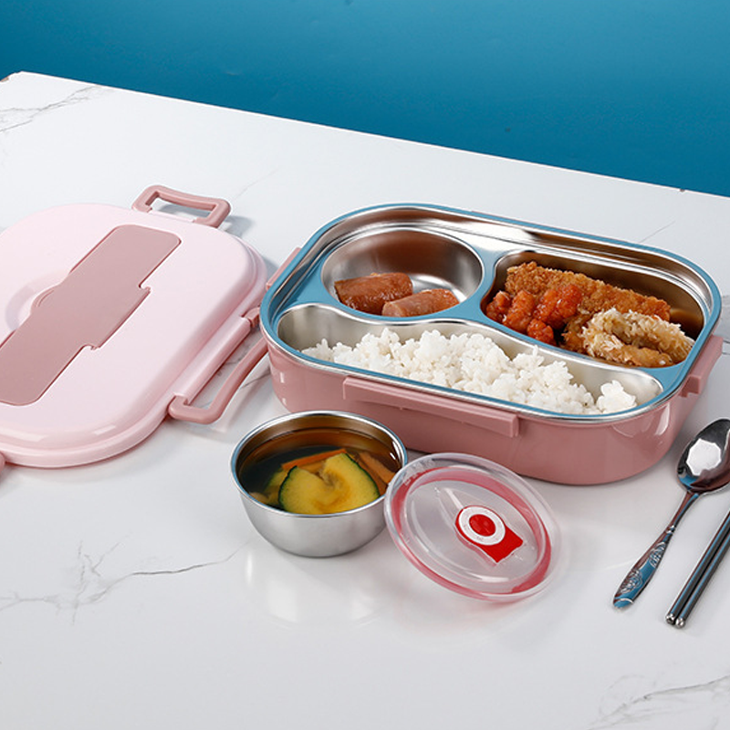 Stainless steel thermobox - Stainless steel interior - 3 or 4 compartments with soup bowl - Wall clock | Kalsten