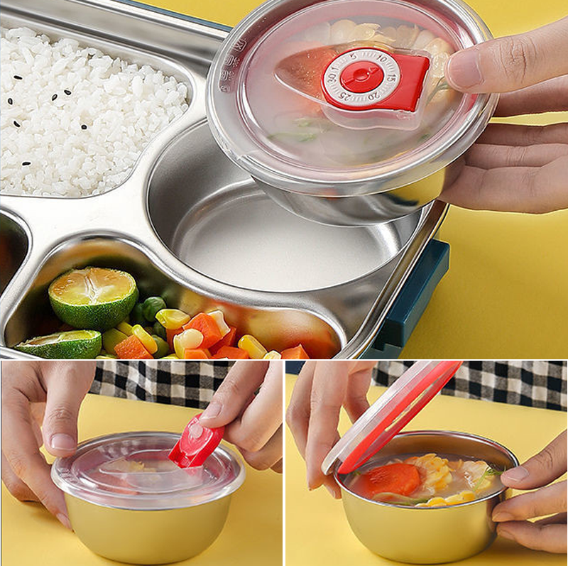 Stainless steel thermobox - Stainless steel interior - 3 or 4 compartments with soup bowl - Wall clock | Kalsten