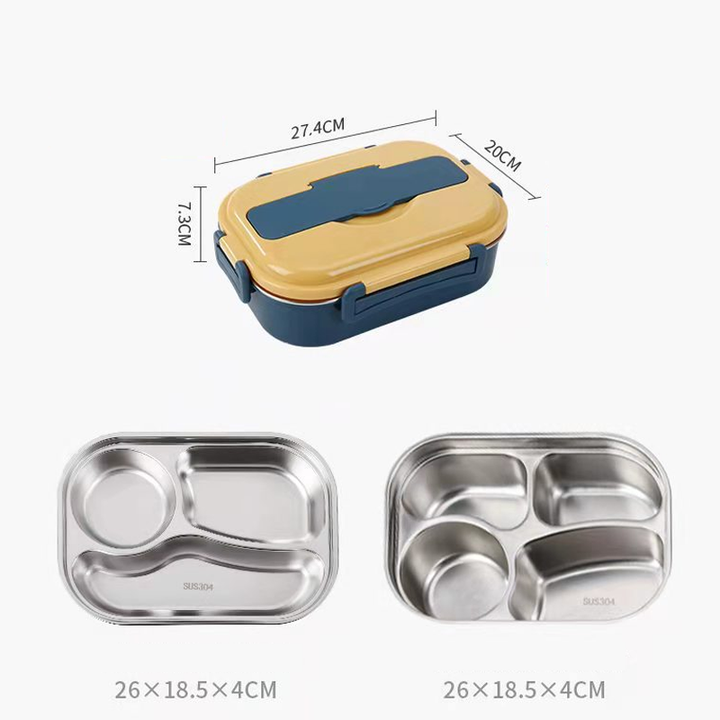 Stainless steel thermobox - Stainless steel interior - 3 or 4 compartments with soup bowl - Wall clock | Kalsten