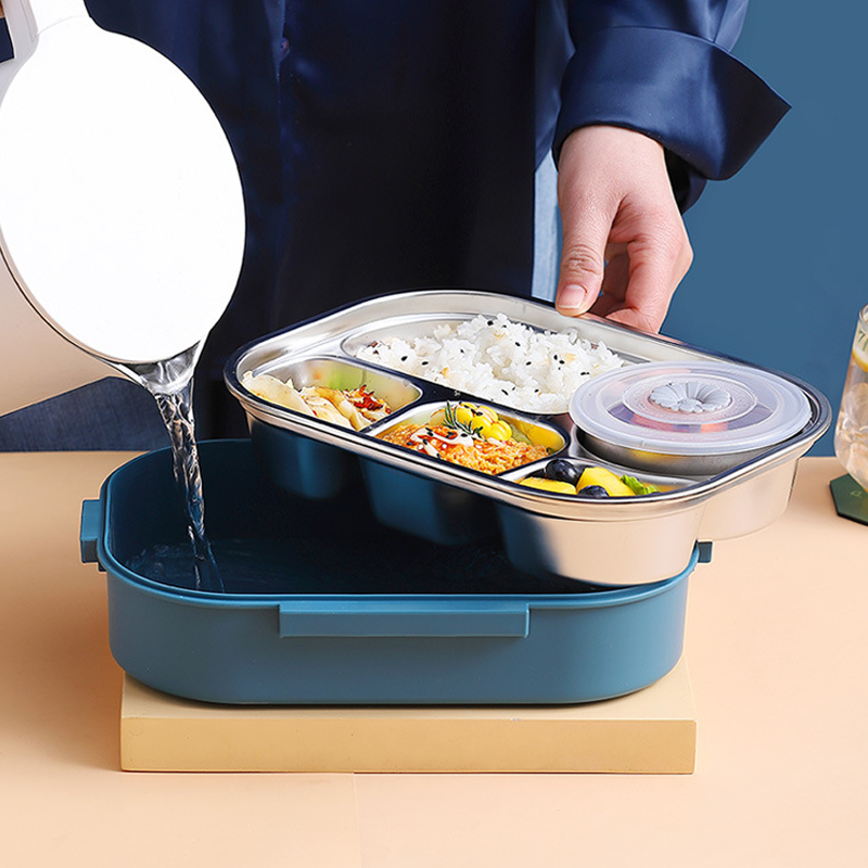 Stainless steel thermobox - Stainless steel interior - 3 or 4 compartments with soup bowl - Wall clock | Kalsten